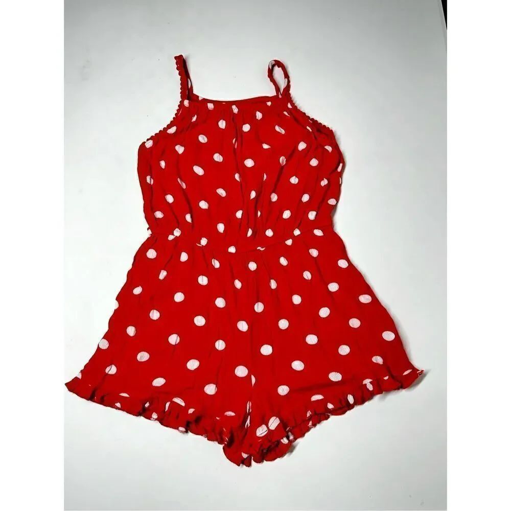 Next Girls Polka Dot Playsuit Short Orange White Size 7Y See Description